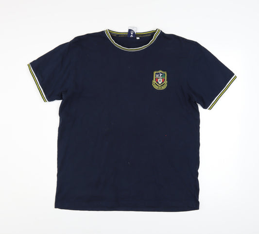 Tottenham Hotspur Men's Navy Blue Large Cotton Crest T-Shirt