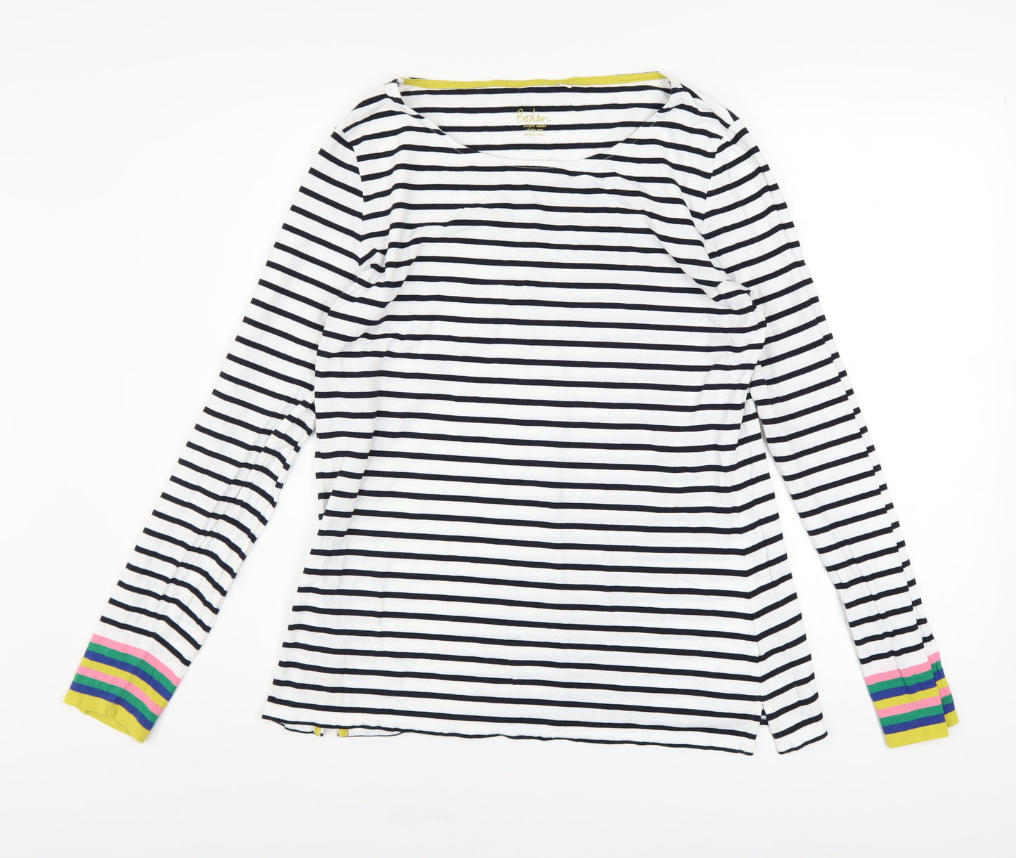 Boden Women’s Multicoloured Striped Long Sleeve Cotton T-Shirt UK 14