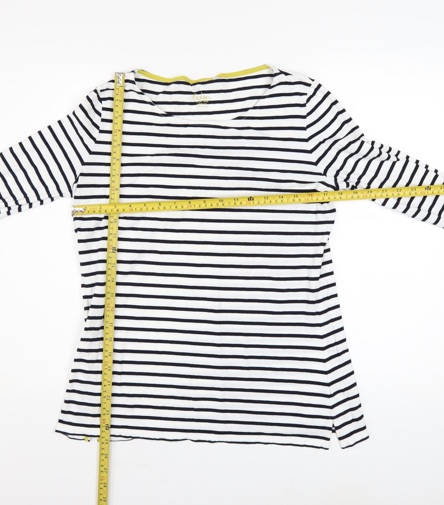 Boden Women’s Multicoloured Striped Long Sleeve Cotton T-Shirt UK 14
