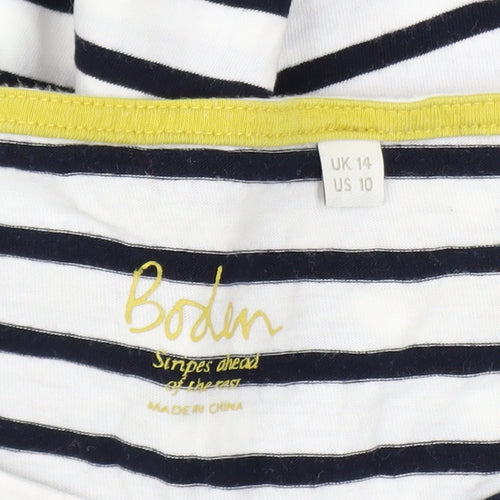 Boden Women’s Multicoloured Striped Long Sleeve Cotton T-Shirt UK 14