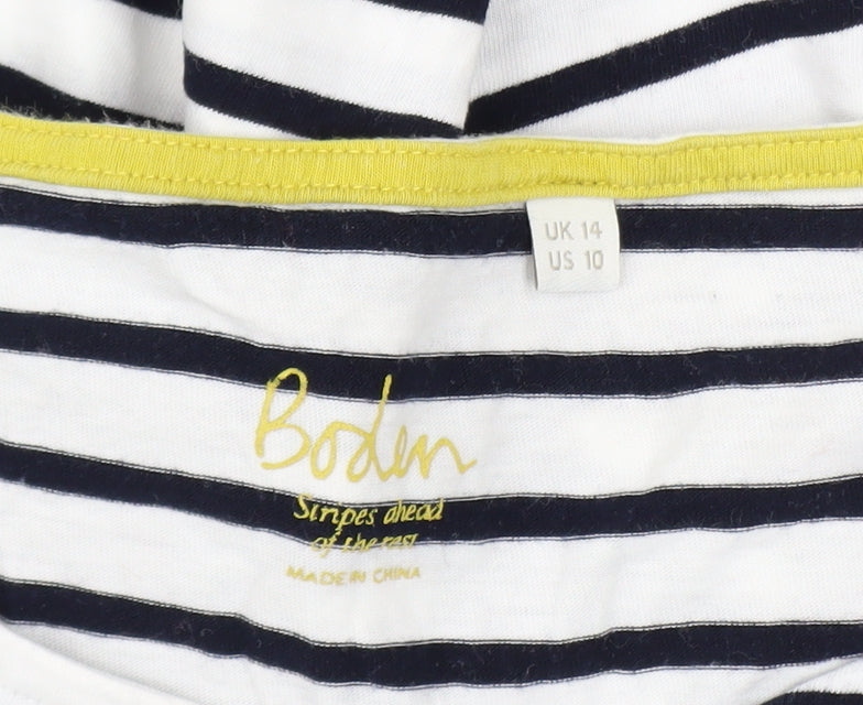 Boden Women’s Multicoloured Striped Long Sleeve Cotton T-Shirt UK 14