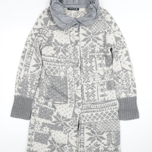 Betty Barclay Women’s Grey Fair Isle Wool Blend Coatigan Size 12