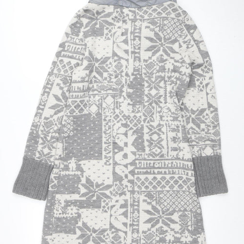 Betty Barclay Women’s Grey Fair Isle Wool Blend Coatigan Size 12