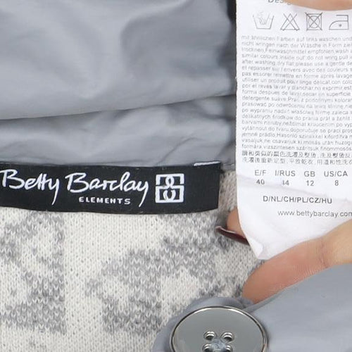 Betty Barclay Women’s Grey Fair Isle Wool Blend Coatigan Size 12