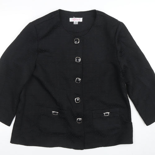 Afibel Women Black Size 16 Textured Four-Button Blazer Jacket