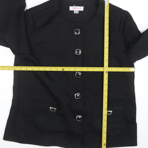 Afibel Women Black Size 16 Textured Four-Button Blazer Jacket