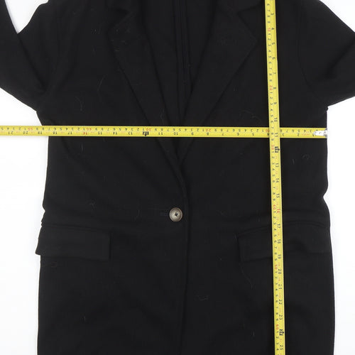 Next Women Black Coatigan UK 10 Regular Fit Mid-Length Classic