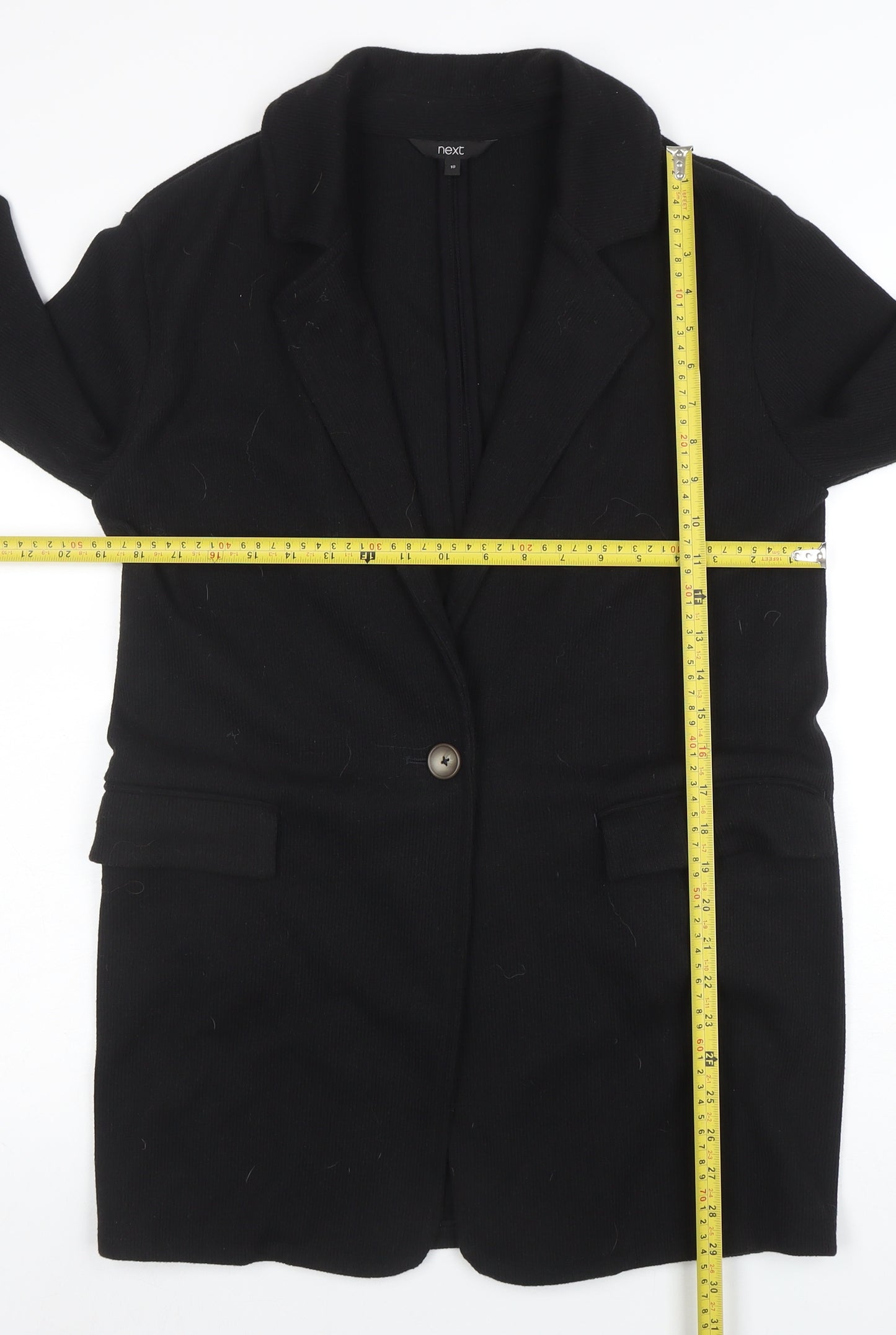 Next Women Black Coatigan UK 10 Regular Fit Mid-Length Classic