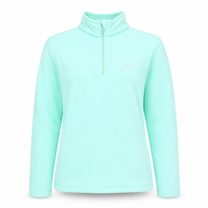 Front view of Regatta Women Mint Green 1/4 Zip Fleece Sweatshirt, size 10