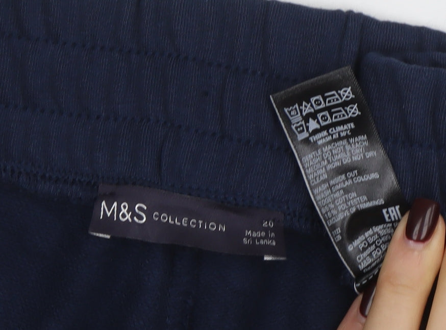 Marks and Spencer Women's Blue Cotton Drawstring Shorts Size 20