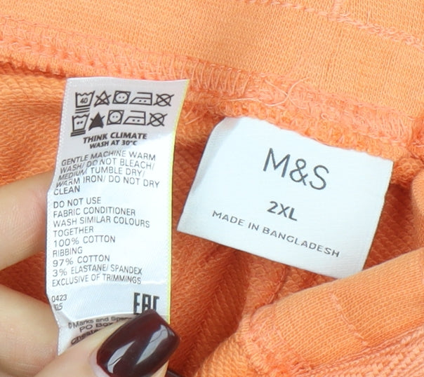 Marks and Spencer Men’s Orange 2XL Jersey Sweat Shorts with Drawstring