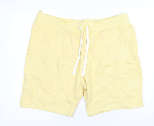 Marks and Spencer Men's Yellow XL Sweat Shorts Cotton Drawstring