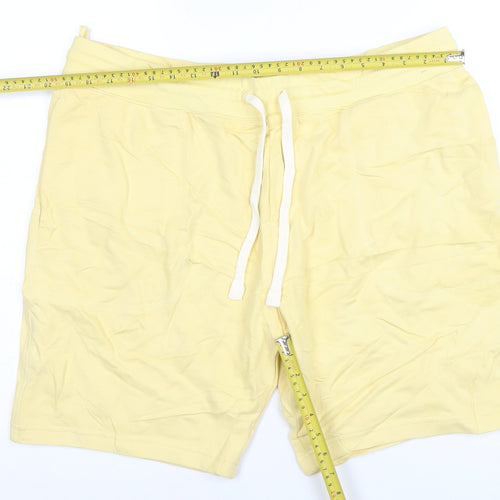 Marks and Spencer Men's Yellow XL Sweat Shorts Cotton Drawstring