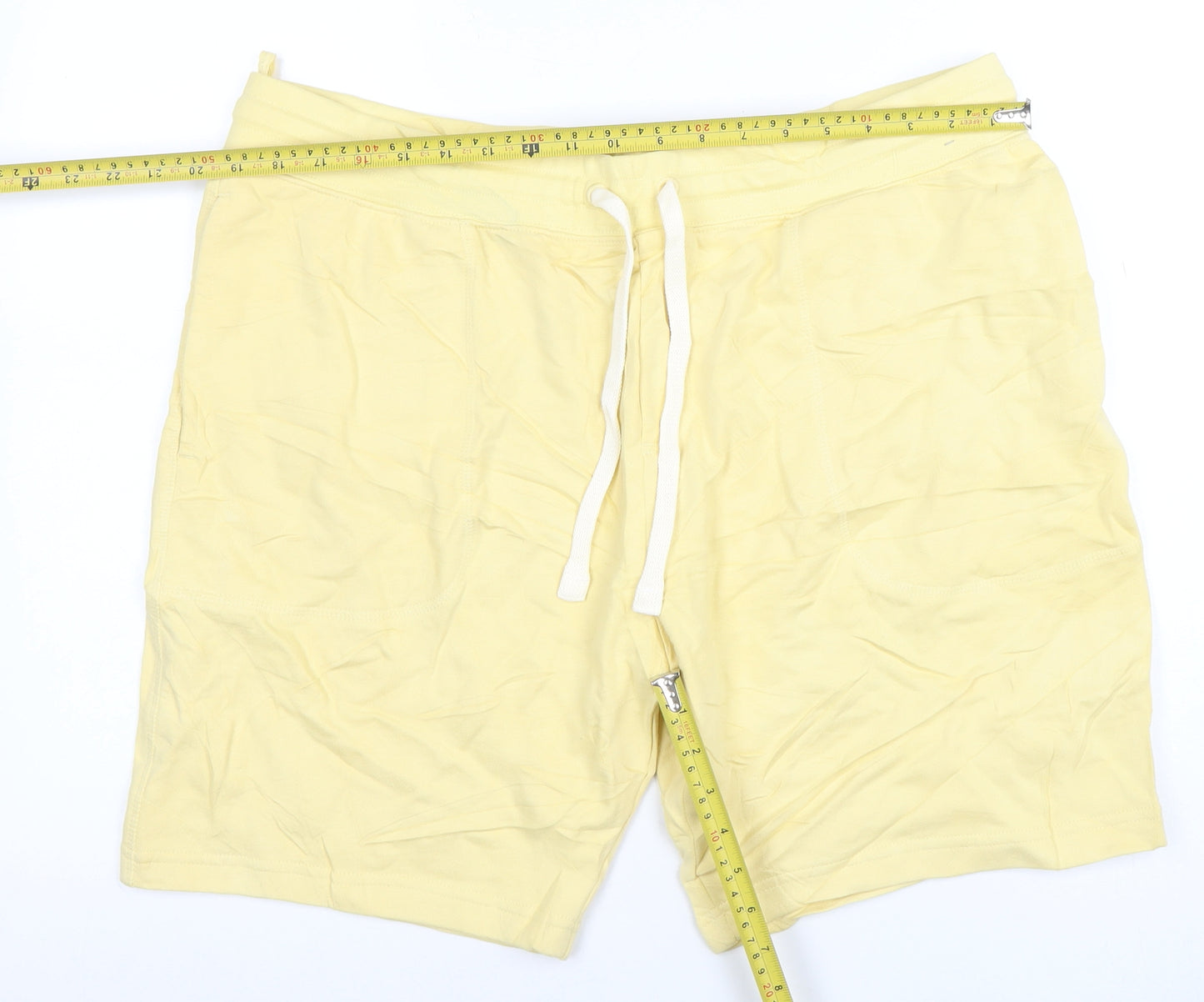 Marks and Spencer Men's Yellow XL Sweat Shorts Cotton Drawstring