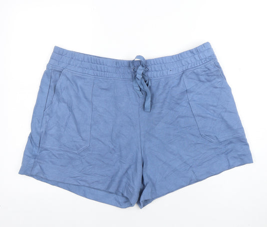 Marks and Spencer Women Blue Size 20 Jersey Drawstring Casual Shorts