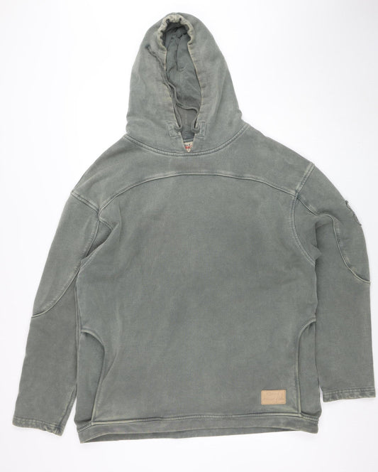 Weird Fish Mens Green Pullover Hoodie L Cotton Outdoor Sweatshirt