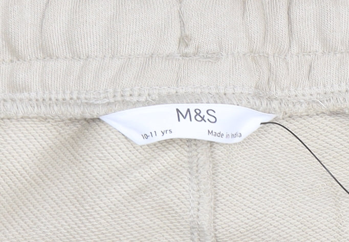 Marks and Spencer Boys Beige 10-11 Years Sweat Shorts Gamer Print Drawstring