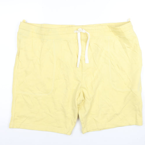 Marks and Spencer Men Yellow 3XL Regular Fit Jersey Sweat Shorts