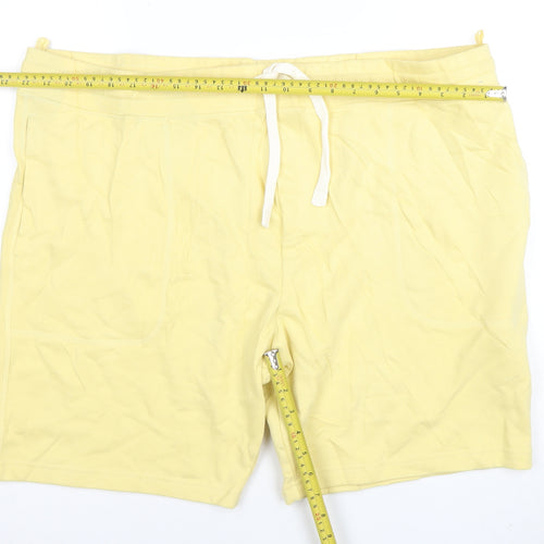 Marks and Spencer Men Yellow 3XL Regular Fit Jersey Sweat Shorts