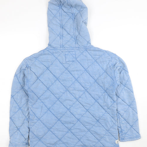 Fat Face Women Blue Quilted Full Zip Hoodie Size 8 Cotton Blend