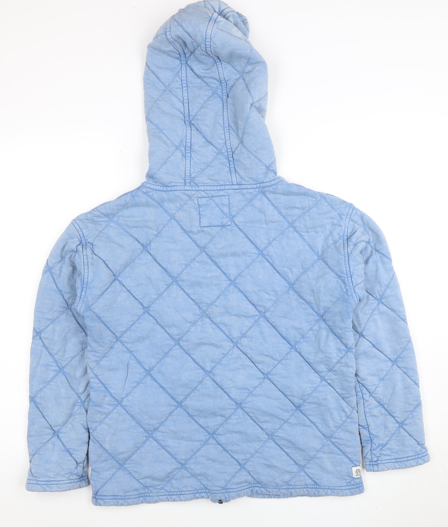 Fat Face Women Blue Quilted Full Zip Hoodie Size 8 Cotton Blend
