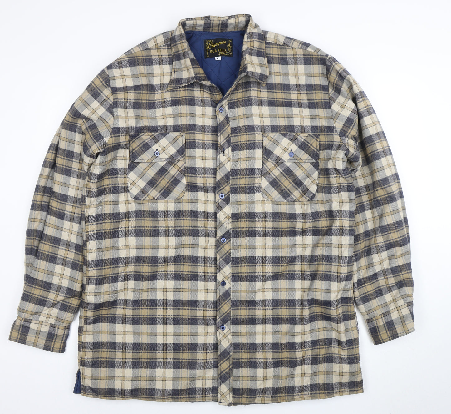 Champion SCA FELL Men's Beige Check Flannel Lined Jacket XL
