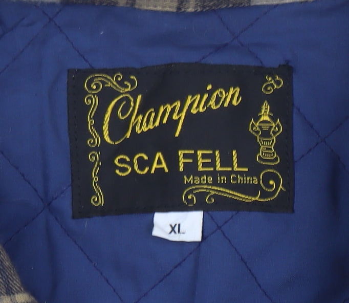 Champion SCA FELL Men's Beige Check Flannel Lined Jacket XL