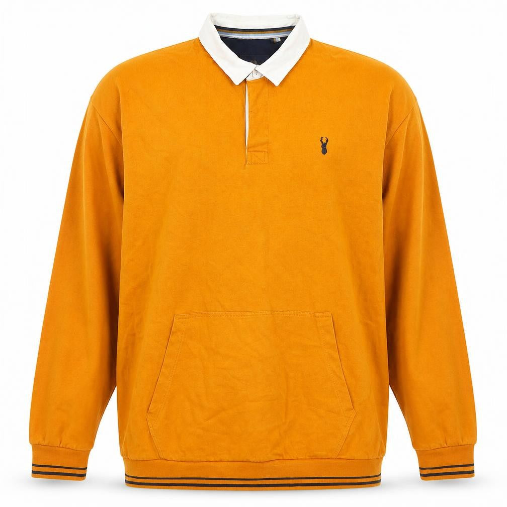Next Men's Orange XL Long Sleeve Cotton Polo Shirt