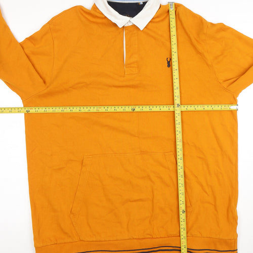 Next Men's Orange XL Long Sleeve Cotton Polo Shirt