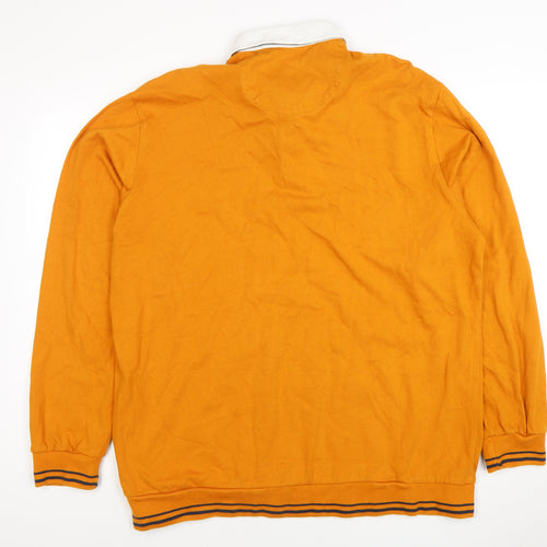 Next Men's Orange XL Long Sleeve Cotton Polo Shirt
