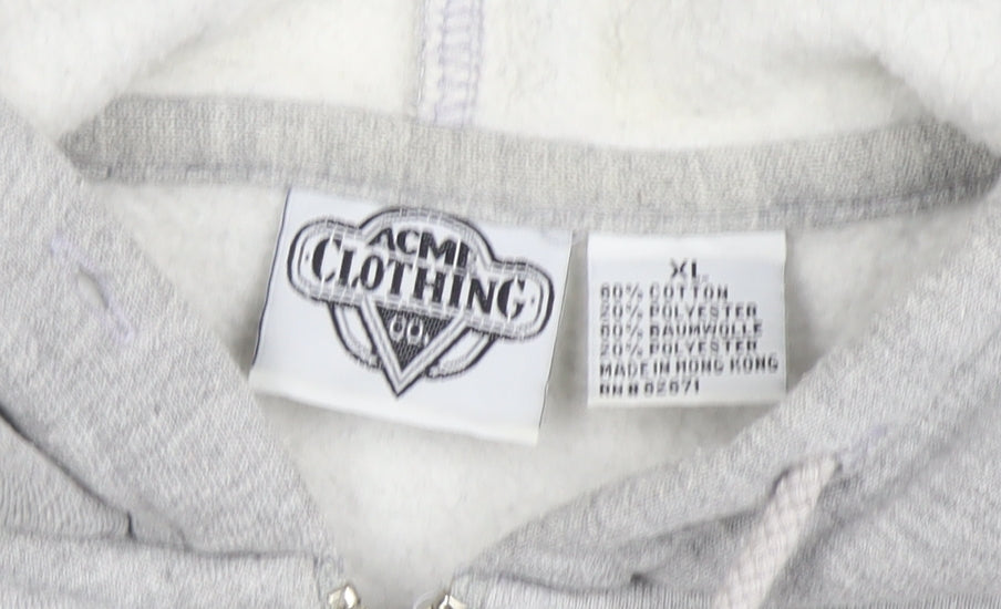 Acme Clothing Co. Mens Grey XL 1/2 Zip Hoodie Warner Bros Graphic