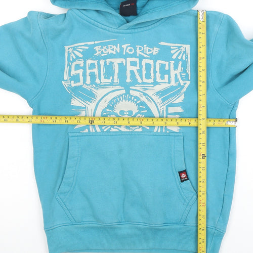 Saltrock Boys Blue Pullover Hoodie 7-8 Years Graphic Print Cotton Blend