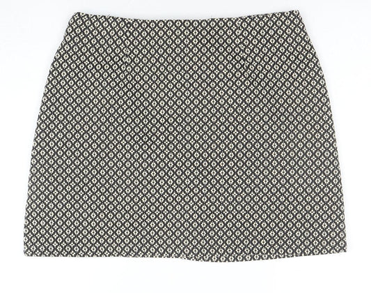 Avenue Women Black Geometric Tweed Short Skirt Size 12