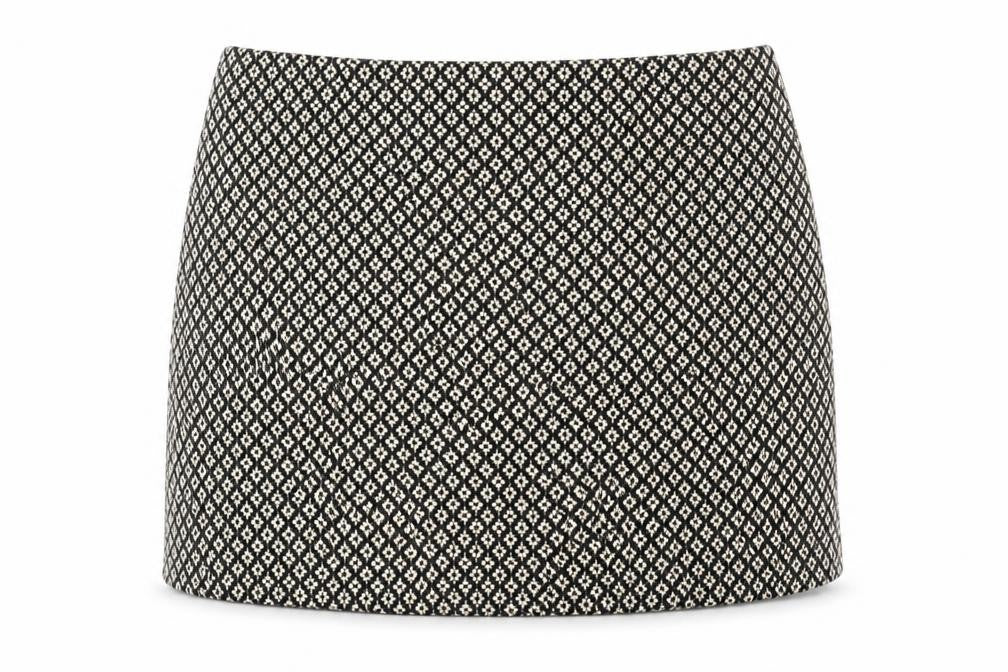 Avenue Women Black Geometric Tweed Short Skirt Size 12