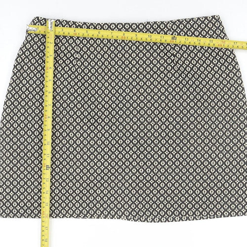 Avenue Women Black Geometric Tweed Short Skirt Size 12