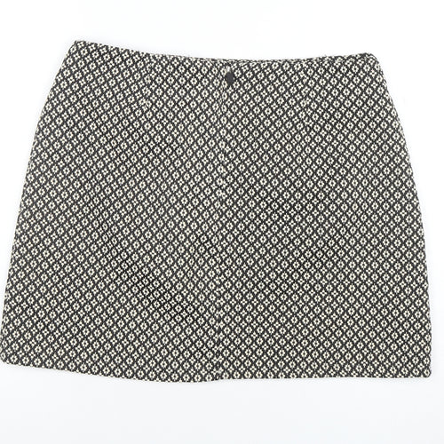 Avenue Women Black Geometric Tweed Short Skirt Size 12