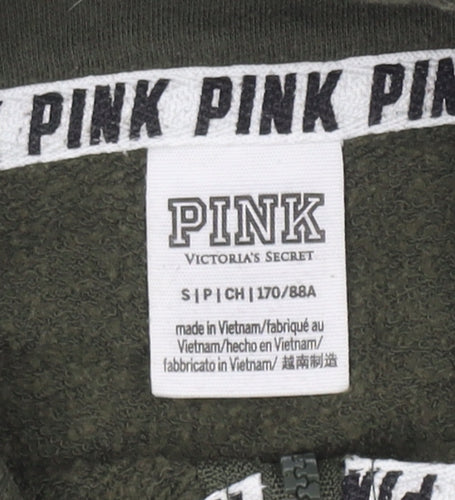 Victoria's Secret PINK Women Green Colourblock 1/2 Zip Sweatshirt Size S