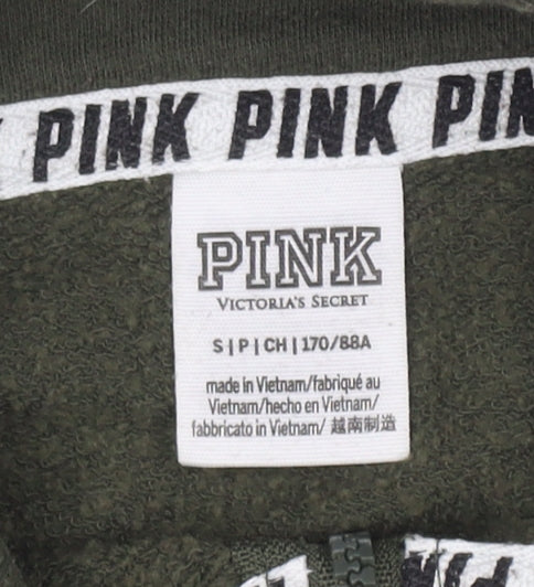Victoria's Secret PINK Women Green Colourblock 1/2 Zip Sweatshirt Size S
