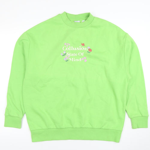 Collusion Womens Green Crew Neck Pullover Sweatshirt Size 6
