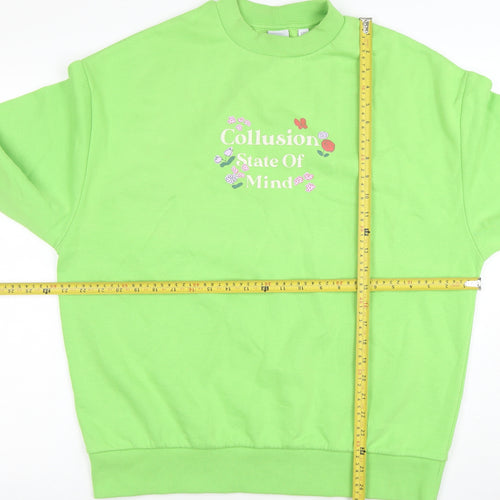 Collusion Womens Green Crew Neck Pullover Sweatshirt Size 6