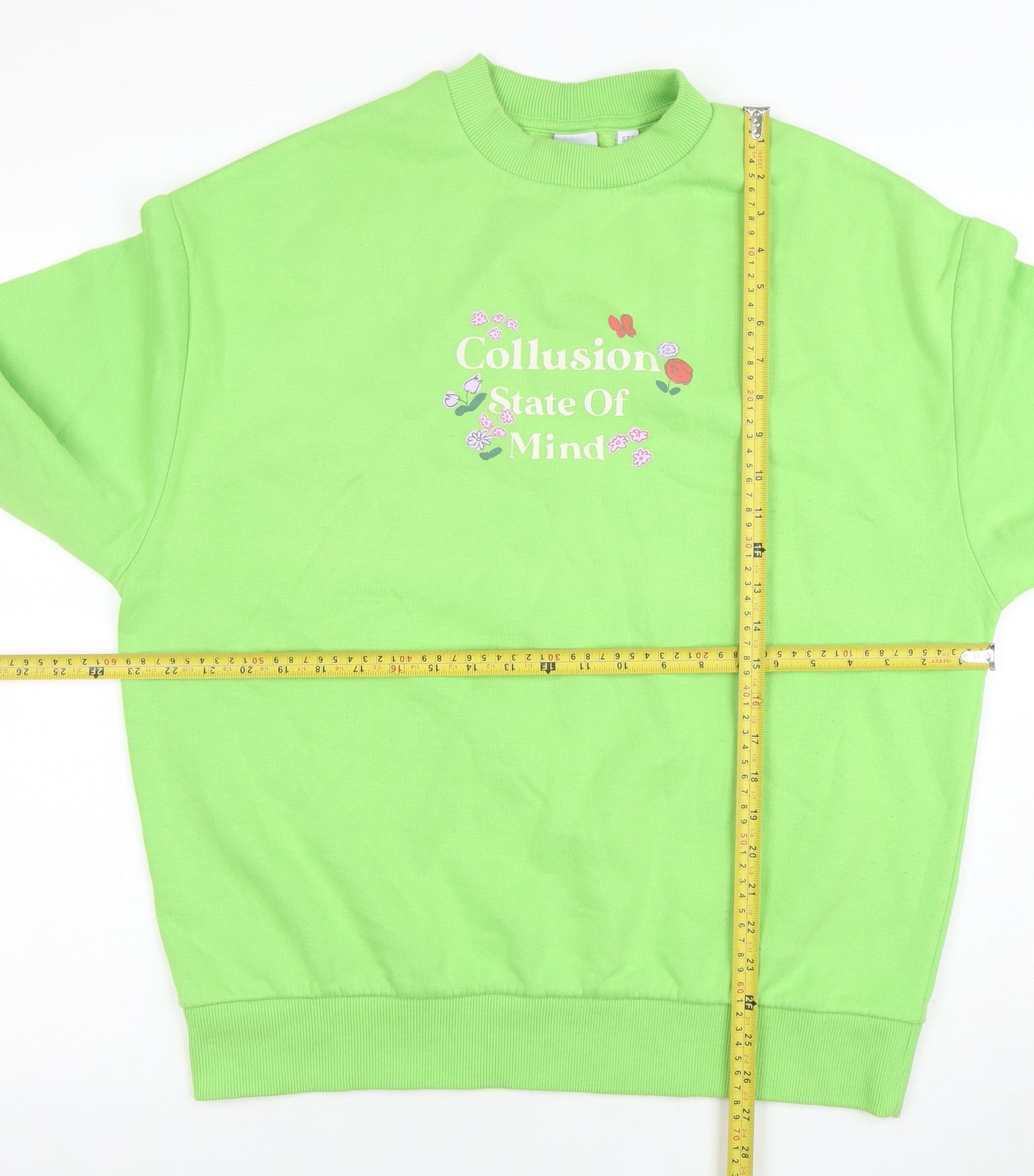 Collusion Womens Green Crew Neck Pullover Sweatshirt Size 6