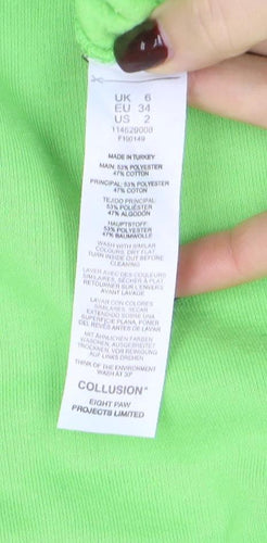 Collusion Womens Green Crew Neck Pullover Sweatshirt Size 6
