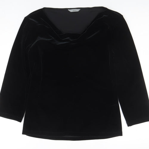 Marks & Spencer Women’s Black Velvet Long Sleeve Boat Neck Blouse UK 10