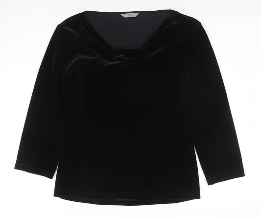 Marks & Spencer Women’s Black Velvet Long Sleeve Boat Neck Blouse UK 10