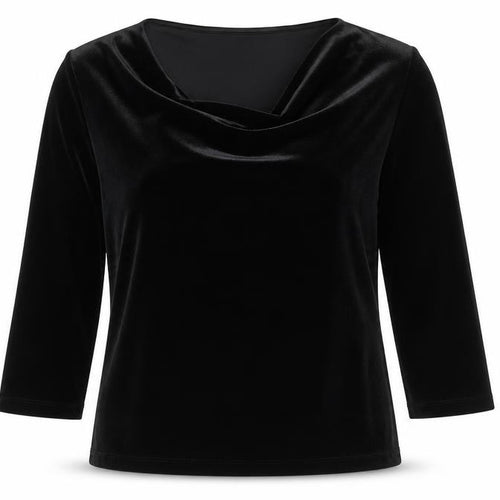 Marks & Spencer Women’s Black Velvet Long Sleeve Boat Neck Blouse UK 10