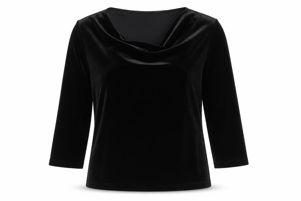 Marks & Spencer Women’s Black Velvet Long Sleeve Boat Neck Blouse UK 10