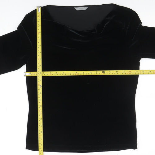 Marks & Spencer Women’s Black Velvet Long Sleeve Boat Neck Blouse UK 10