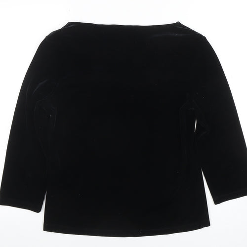 Marks & Spencer Women’s Black Velvet Long Sleeve Boat Neck Blouse UK 10