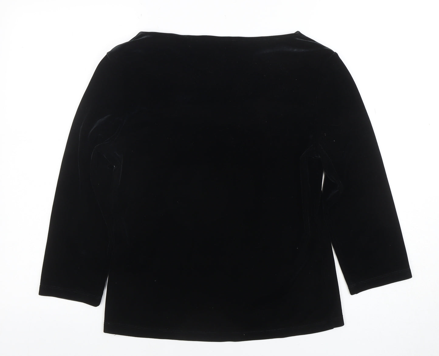 Marks & Spencer Women’s Black Velvet Long Sleeve Boat Neck Blouse UK 10