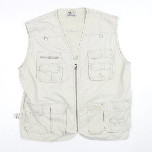 Sormatic Men's Beige XL Waistcoat Outdoor Utility Zip Pockets